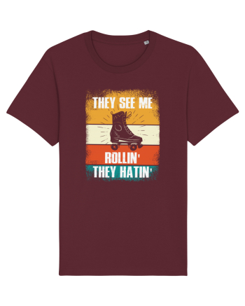 They See Me Rollin' They Hatin' Retro Skating Burgundy