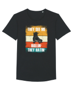 They See Me Rollin' They Hatin' Retro Skating Tricou mânecă scurtă guler larg Bărbat Skater
