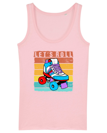 Lets Roll Roller Skating Vintage Cotton Pink