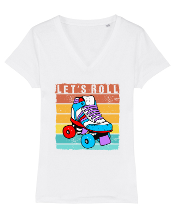 Lets Roll Roller Skating Vintage White