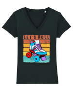 Lets Roll Roller Skating Vintage Tricou mânecă scurtă guler V Damă Evoker