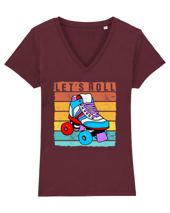 Lets Roll Roller Skating Vintage Burgundy