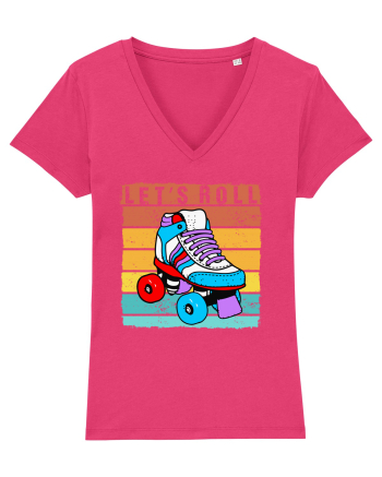 Lets Roll Roller Skating Vintage Raspberry