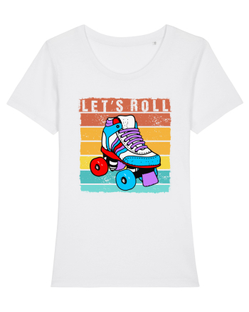 Lets Roll Roller Skating Vintage White