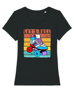 Lets Roll Roller Skating Vintage Tricou mânecă scurtă guler larg fitted Damă Expresser