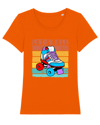 Lets Roll Roller Skating Vintage Bright Orange
