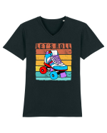 Lets Roll Roller Skating Vintage Tricou mânecă scurtă guler V Bărbat Presenter