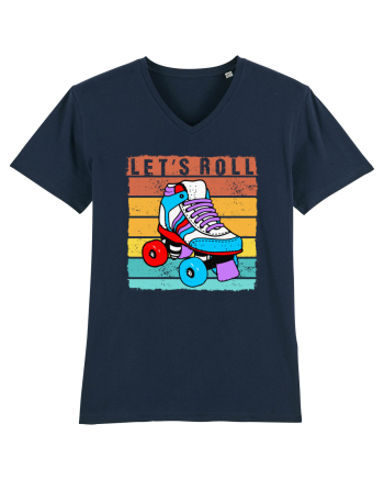 Lets Roll Roller Skating Vintage French Navy