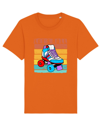 Lets Roll Roller Skating Vintage Bright Orange