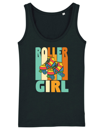 Retro Roller Girl Design Vintage Skating Black