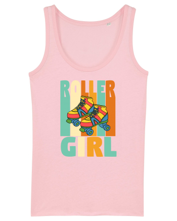 Retro Roller Girl Design Vintage Skating Cotton Pink