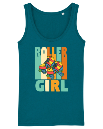 Retro Roller Girl Design Vintage Skating Ocean Depth