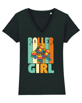 Retro Roller Girl Design Vintage Skating Black