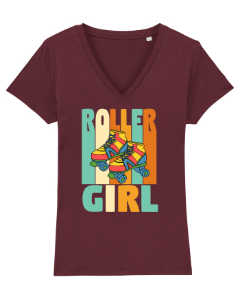 Retro Roller Girl Design Vintage Skating Burgundy