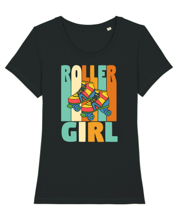 Retro Roller Girl Design Vintage Skating Black