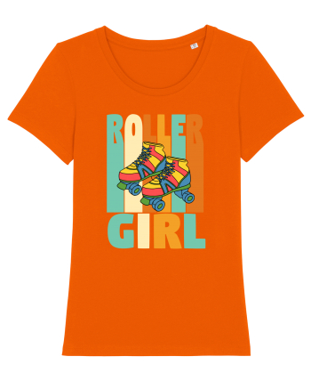 Retro Roller Girl Design Vintage Skating Bright Orange