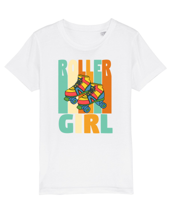 Retro Roller Girl Design Vintage Skating White