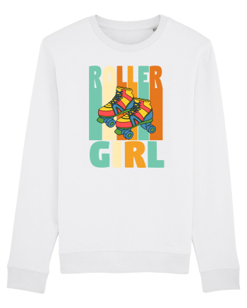 Retro Roller Girl Design Vintage Skating White
