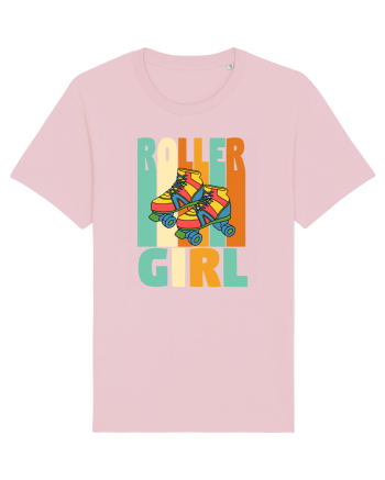 Retro Roller Girl Design Vintage Skating Cotton Pink