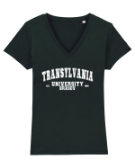 Transylvania University Brasov EST 1948 Tricou mânecă scurtă guler V Damă Evoker