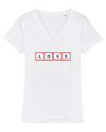 Love (chemical symbols) Tricou mânecă scurtă guler V Damă Evoker
