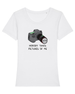 Nobody takes pictures of me Tricou mânecă scurtă guler larg fitted Damă Expresser