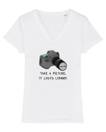 Take a picture, it lasts longer Tricou mânecă scurtă guler V Damă Evoker