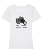 Take a picture, it lasts longer Tricou mânecă scurtă guler larg fitted Damă Expresser