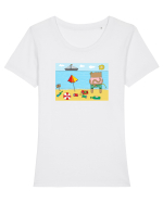 Plaja Tricou mânecă scurtă guler larg fitted Damă Expresser