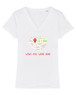 Wish you were here Tricou mânecă scurtă guler V Damă Evoker