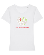 Wish you were here Tricou mânecă scurtă guler larg fitted Damă Expresser