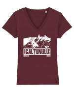 Călător în România - Cornul Calțunului Tricou mânecă scurtă guler V Damă Evoker