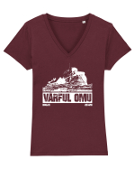 Călător în România - Vf Omu in Bucegi Tricou mânecă scurtă guler V Damă Evoker