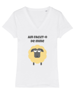 Am facut-o de oaie Tricou mânecă scurtă guler V Damă Evoker
