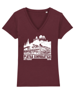 Călător în România - Piatra singuratică Tricou mânecă scurtă guler V Damă Evoker