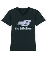 NB No Bitches Funny Logo Tricou mânecă scurtă guler V Bărbat Presenter