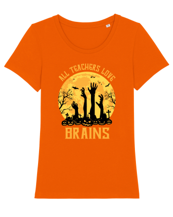 All Teachers Love Brains Bright Orange