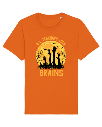All Teachers Love Brains Bright Orange