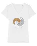 Spiral cats Tricou mânecă scurtă guler V Damă Evoker