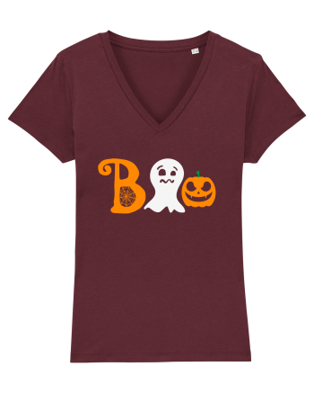Boo Pumpkin Halloween Burgundy