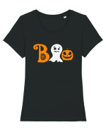 Boo Pumpkin Halloween Tricou mânecă scurtă guler larg fitted Damă Expresser