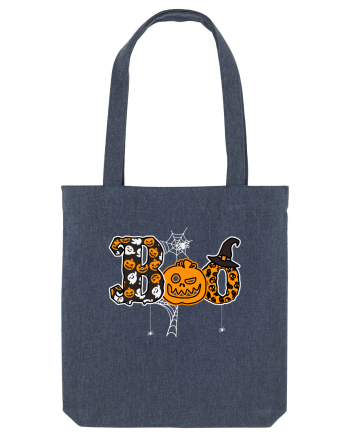 Boo With Spiders And Witch Hat Midnight Blue