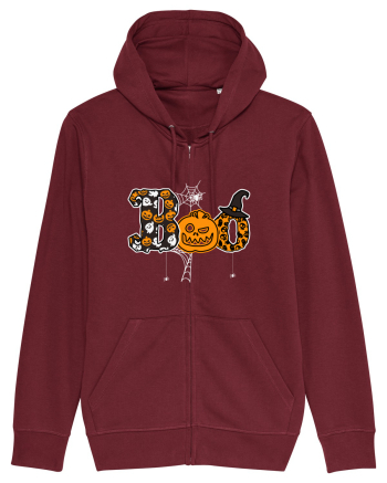 Boo With Spiders And Witch Hat Burgundy