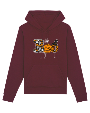 Boo With Spiders And Witch Hat Burgundy