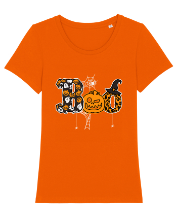 Boo With Spiders And Witch Hat Bright Orange