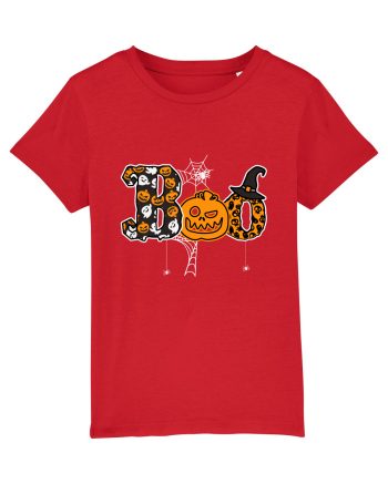 Boo With Spiders And Witch Hat Red