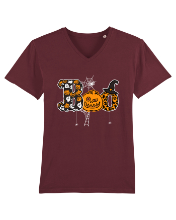 Boo With Spiders And Witch Hat Burgundy
