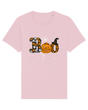 Boo With Spiders And Witch Hat Cotton Pink