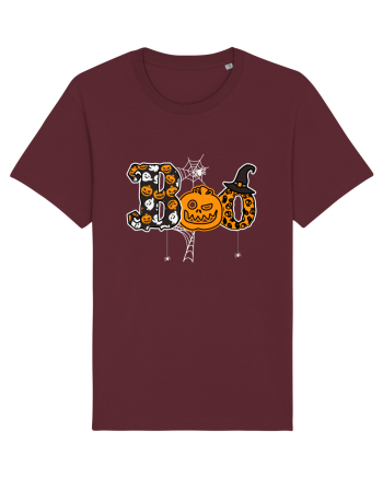 Boo With Spiders And Witch Hat Burgundy