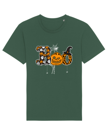 Boo With Spiders And Witch Hat Bottle Green